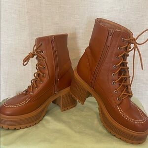 Brown Lace-Up Ankle Boots size 7.5